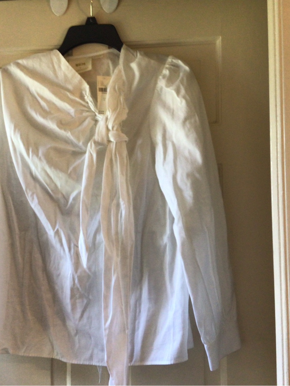 Maeve White Tie-Neck Blouse